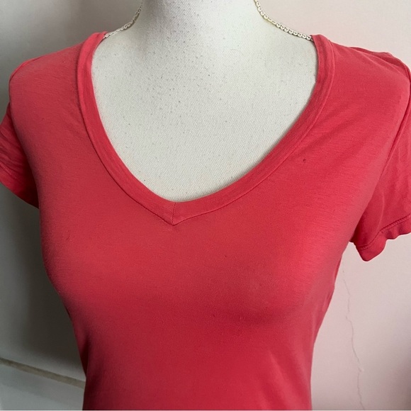 Velvet by Graham & Spencer • Women's V-Neck Coral T-Shirt - Picture 2 of 5